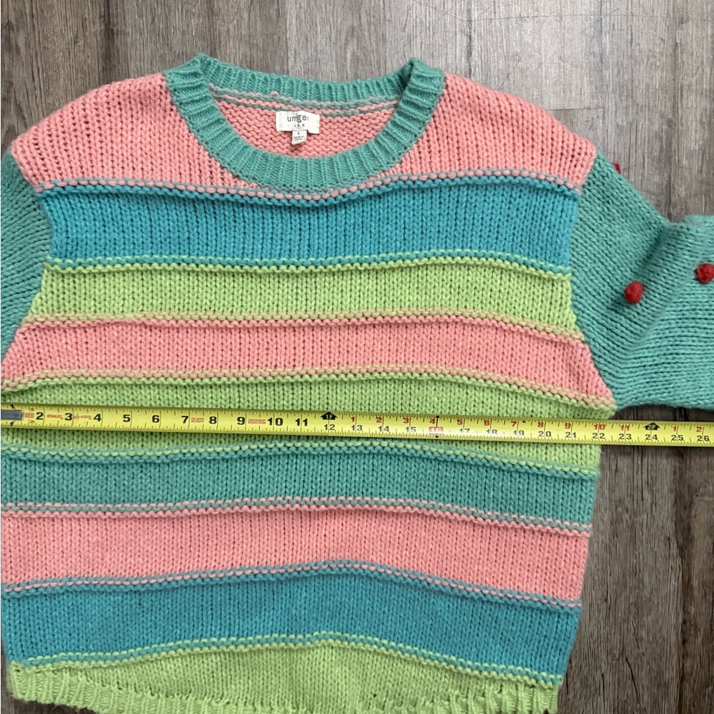Umgee • Striped Color Block Pom Pom Sweater - Picture 11 of 14
